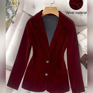 Long Sleeve Velvet Casual Single-Breasted Blazer For Work